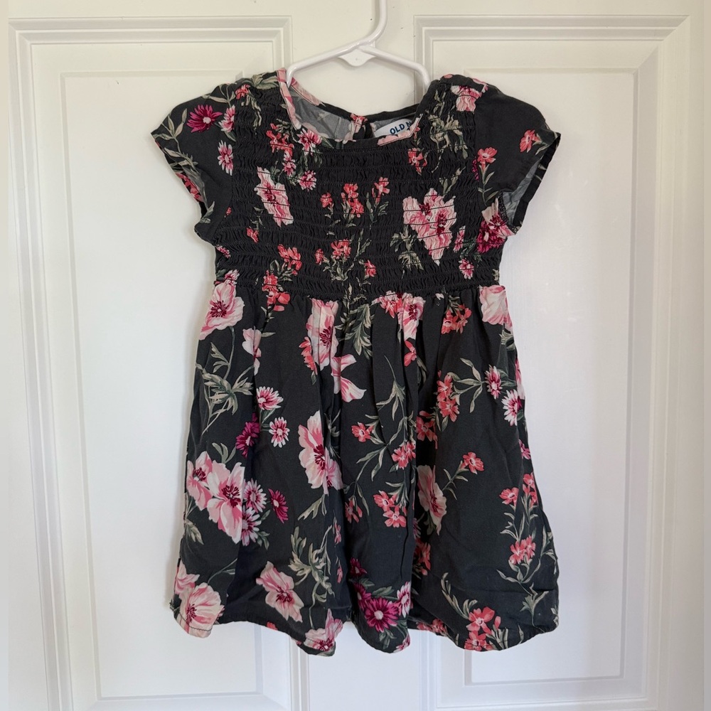 Old Navy Kids Black Dress with Pink Floral - Size 2t